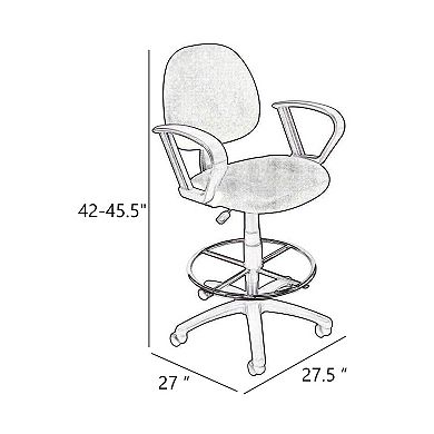 Rea Drafting Stool Chair, Loop Arms, Black Mesh, Chrome Footring