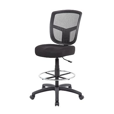 Mea Drafting Stool Chair, Adjustable Height, Black Mesh, Chrome Footring