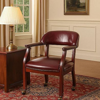 Anna Captain Chair, Brass Rivet Trim, Hooded Wheels