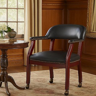 Anna Captain Chair, Brass Rivet Trim, Hooded Wheels