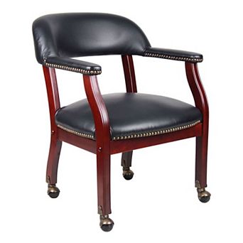 Anna Captain Chair, Brass Rivet Trim, Hooded Wheels