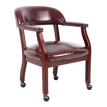Anna Captain Chair, Brass Rivet Trim, Hooded Wheels
