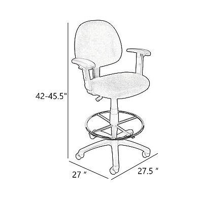 Rea Drafting Stool Chair, Adjustable Arms, Black Mesh, Chrome Footring