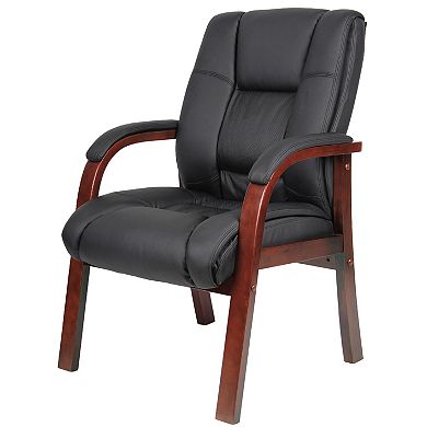Aria Guest Armchair with Wood Finish, Vinyl