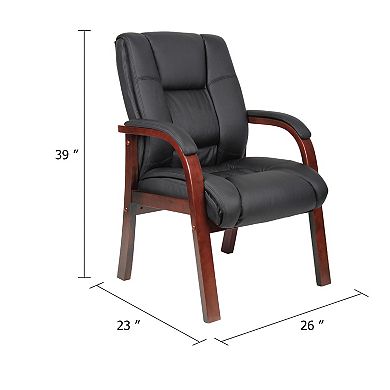 Aria Guest Armchair with Wood Finish, Vinyl