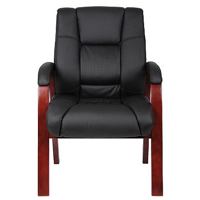 Aria Guest Armchair with Wood Finish, Vinyl
