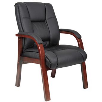 Aria Guest Armchair with Wood Finish, Vinyl