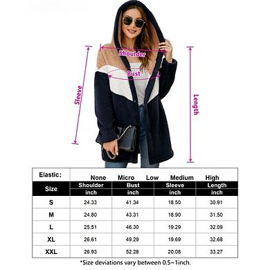 Womens Fleece Cardigan Patchwork Fluffy Sherpa Coat Winter Coats for Women Oversized Outerwear
