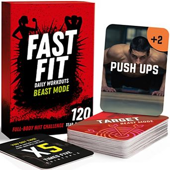 Fast Fit Workout Cards — 120 Tear Resistant HIIT Fitness Deck for Full Body Training