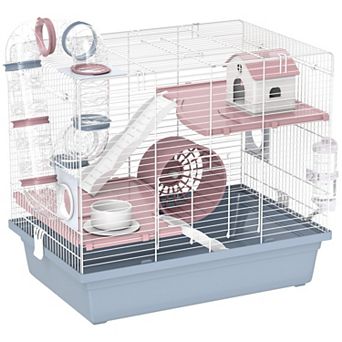 PawHut Hamster Cage, 3 tier Gerbil Cage with Exercise Wheel and Tubes