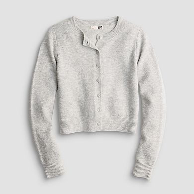 Juniors' SO® Crewneck Cardigan Sweater