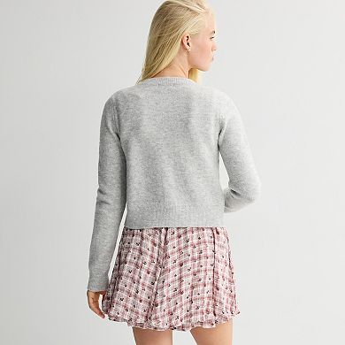 Juniors' SO® Crewneck Cardigan Sweater