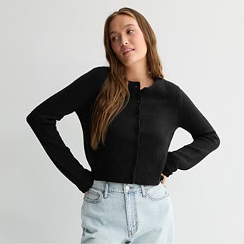 Juniors' SO® Crewneck Cardigan Sweater