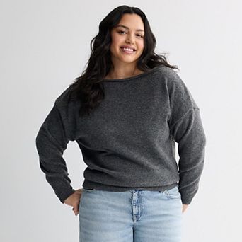 Juniors' Plus Size SO® Slouchy Off Shoulder Sweater