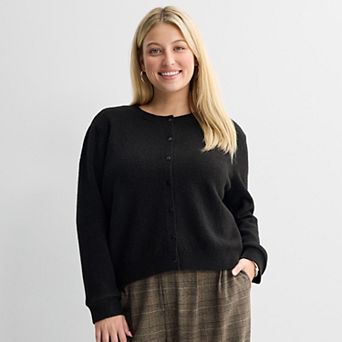 Juniors' Plus Size SO® Crewneck Cardigan Sweater