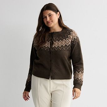 Juniors' Plus Size SO® Crewneck Cardigan Sweater