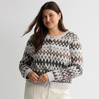 Juniors' Plus Size SO® Crewneck Cardigan Sweater