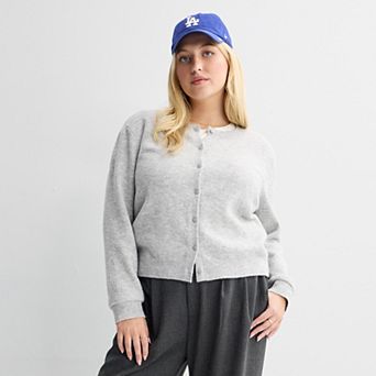 Juniors' Plus Size SO® Crewneck Cardigan Sweater