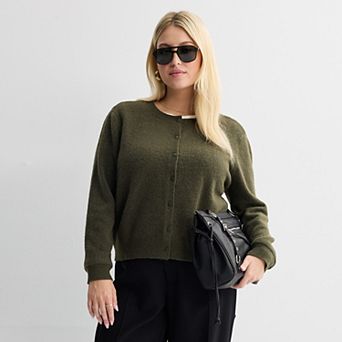 Juniors' Plus Size SO® Crewneck Cardigan Sweater