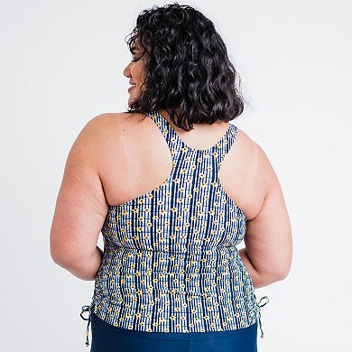 Women's Plus Size Maya Tankini Swim Top With Removable Cups and Navy Swim Shorts Set