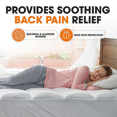 Cheer Collection Microplush Down Alternative Mattress Topper with Deep Pocket Quilted Fitted Skirt