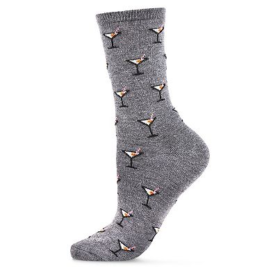 Martini Cocktails Wool Blend Crew Sock