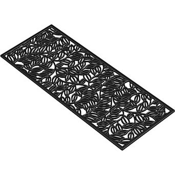 HomeRoots 22" X 48" Black Rubber Botanical Leaves Outdoor Door Mat