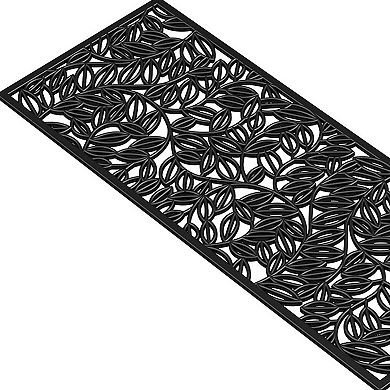 HomeRoots 22" X 48" Black Rubber Botanical Leaves Outdoor Door Mat
