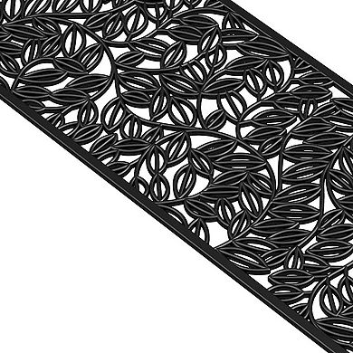 HomeRoots 22" X 48" Black Rubber Botanical Leaves Outdoor Door Mat