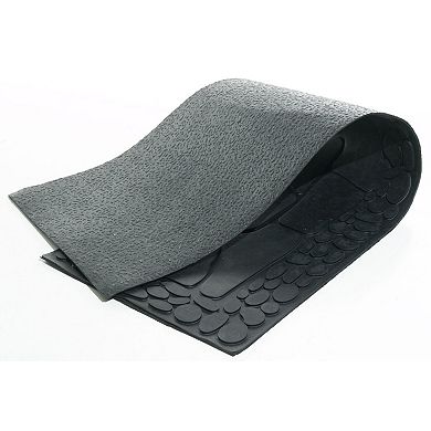 HomeRoots 10" X 33" Black Rubber Outdoor Door Mat