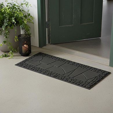 HomeRoots 10" X 33" Black Rubber Outdoor Door Mat
