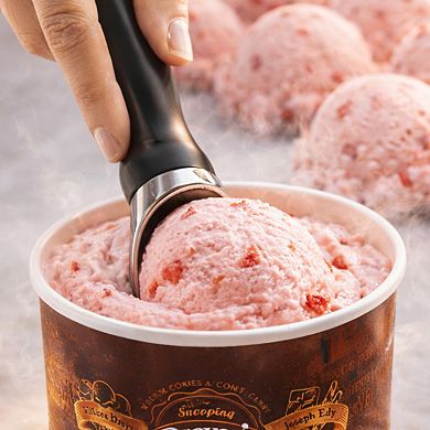 Cheer Collection Heavy Duty Stainless Steel Ice Cream Scoop with Lid Opener, Black