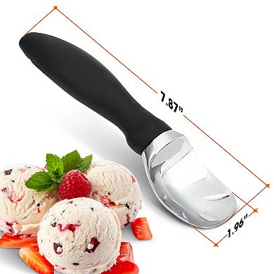 Cheer Collection Heavy Duty Stainless Steel Ice Cream Scoop with Lid Opener, Black