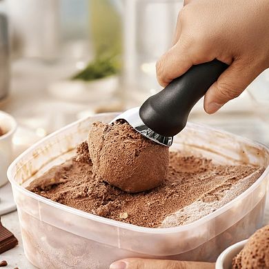 Cheer Collection Heavy Duty Stainless Steel Ice Cream Scoop with Lid Opener, Black