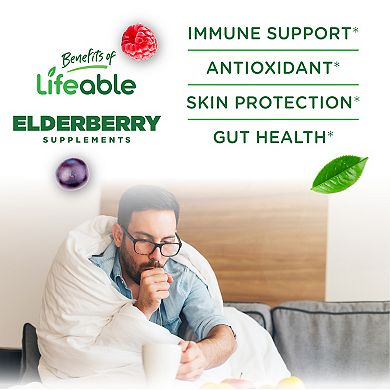 Lifeable Adults Sugar Free Elderberry Gummies with Vitamin C and Zinc, 60 count