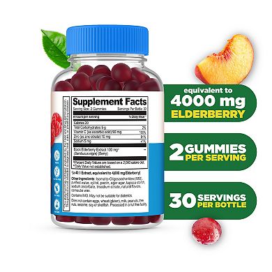 Lifeable Adults Sugar Free Elderberry Gummies with Vitamin C and Zinc, 60 count
