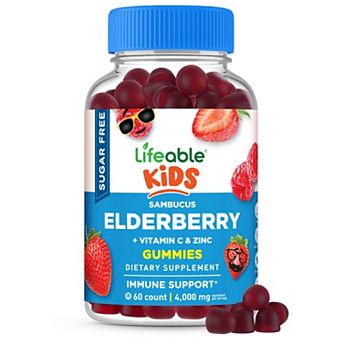 Lifeable Kids Sugar Free Elderberry Gummies with Vitamin C and Zinc, 60 count