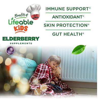 Lifeable Kids Sugar Free Elderberry Gummies with Vitamin C and Zinc, 60 count