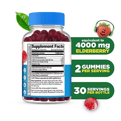 Lifeable Kids Sugar Free Elderberry Gummies with Vitamin C and Zinc, 60 count