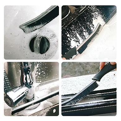 Cheer Collection 3 Pack Crevice Cleaning Brushes for Gaps Grout Faucets and Window Tracks