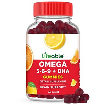Lifeable Adults Omega 3 6 9 Gummies with Vegan DHA Supplement, 60 count