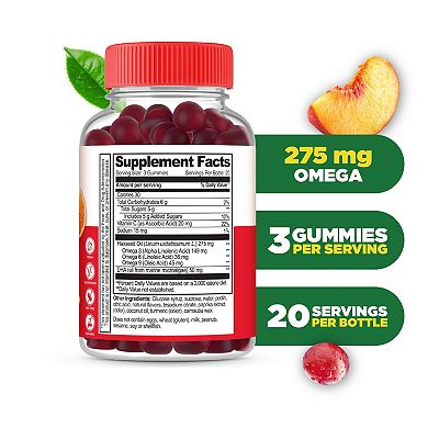 Lifeable Adults Omega 3 6 9 Gummies with Vegan DHA Supplement, 60 count