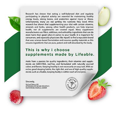 Lifeable Kids Omega 3 Gummies with Vegan DHA Supplement, 60 count