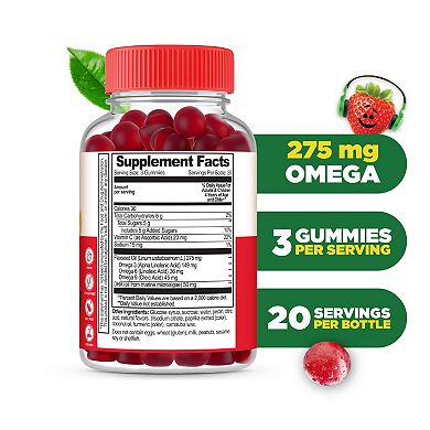 Lifeable Kids Omega 3 Gummies with Vegan DHA Supplement, 60 count