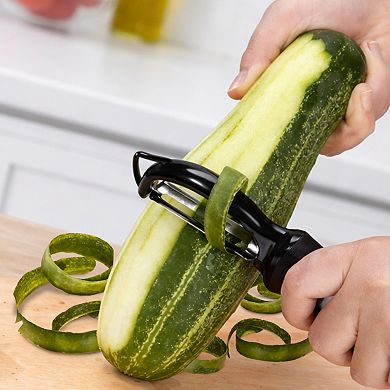 Cheer Collection Swivel Vegetable Peeler with Stainless Steel Blade and Eye Remover Tool