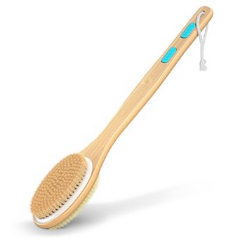 Cheer Collection Double Sided Shower Brush Long Handle Bath Body Scrubber Soft Firm Bristles