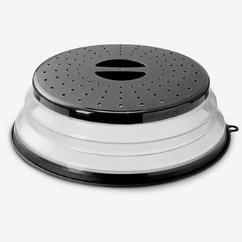 Cheer Collection Collapsible Microwave Splatter Cover 10.5 Inch Vented Food Lid Gray