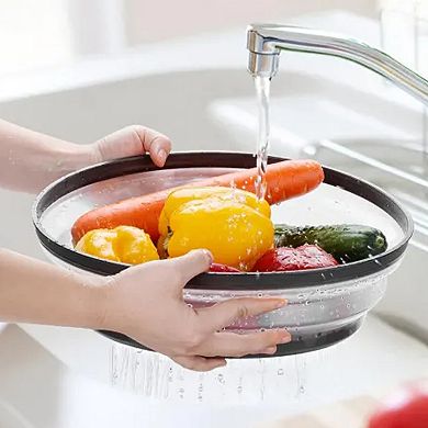 Cheer Collection Collapsible Microwave Splatter Cover 10.5 Inch Vented Food Lid Gray