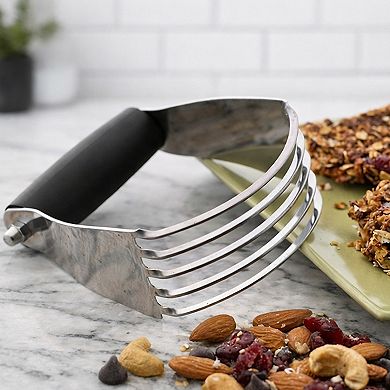 Cheer Collection Stainless Steel Dough Blender with 5 Blades and Non Slip Handle Black