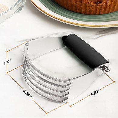 Cheer Collection Stainless Steel Dough Blender with 5 Blades and Non Slip Handle Black